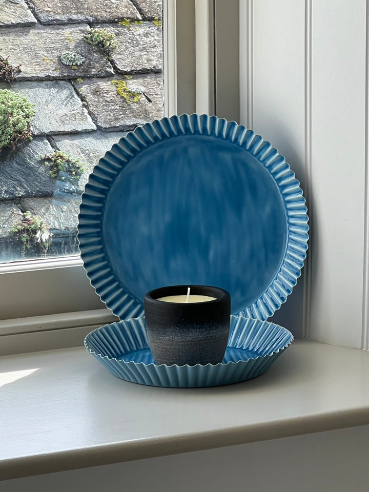 Round Scalloped Tray | Blue