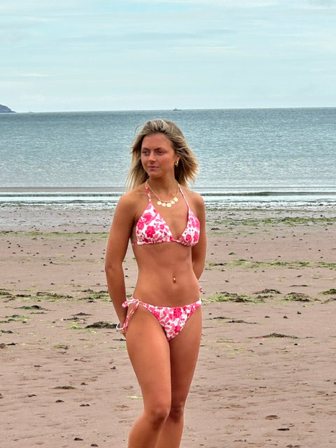 Cotton Floral Bikini In A Bag | Pink