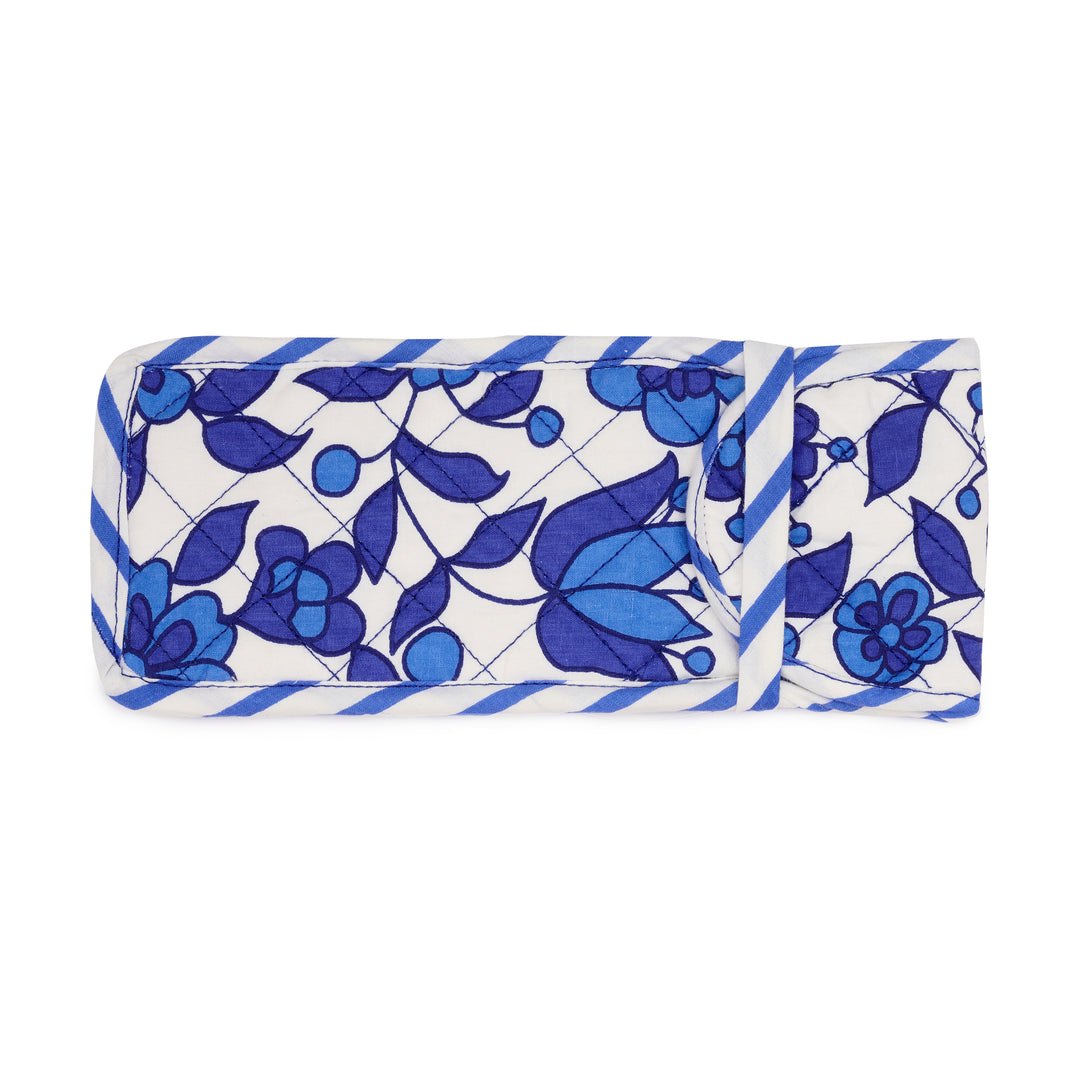 Quilted Floral Glasses Case | Marine Blue