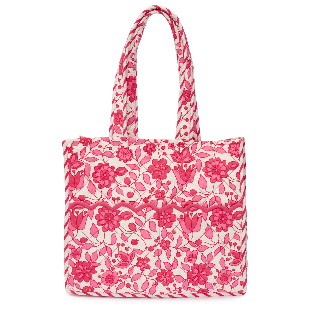 Quilted Floral Tote Bag | Fuchsia