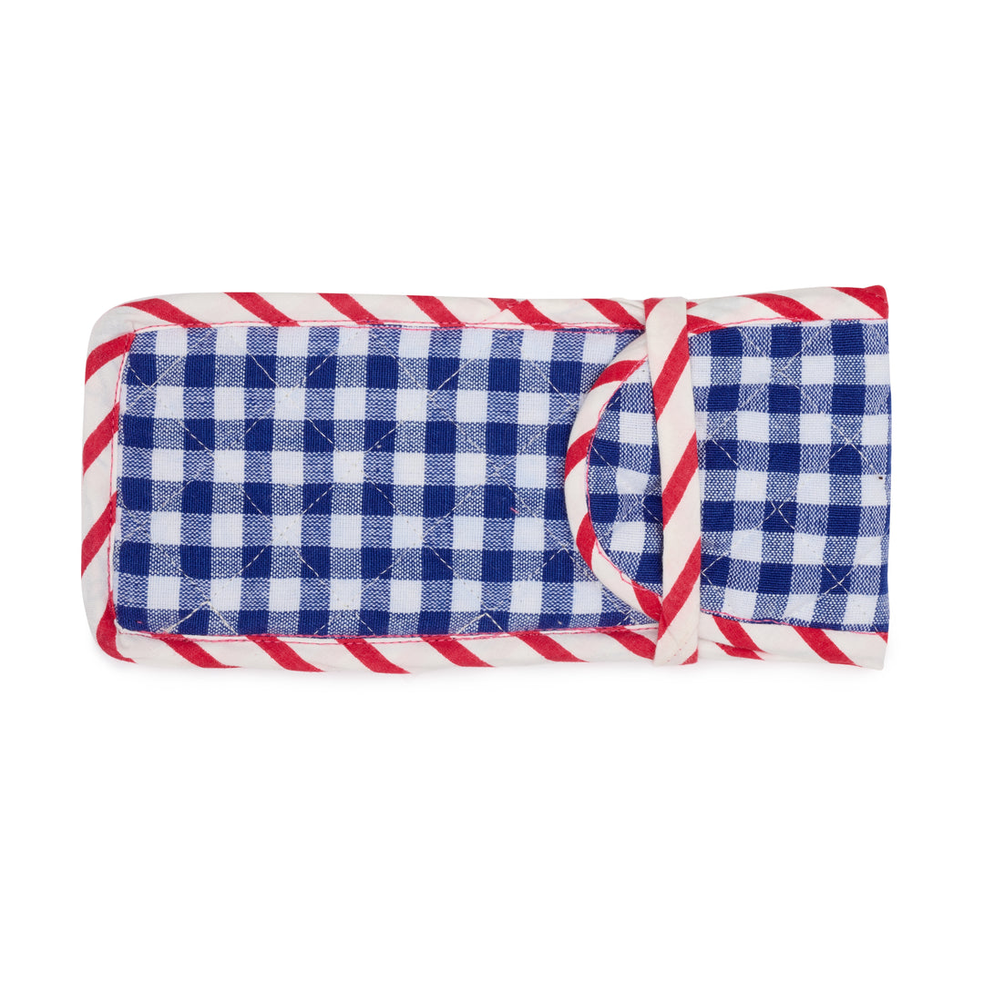 Quilted Gingham Glasses Case | Blue