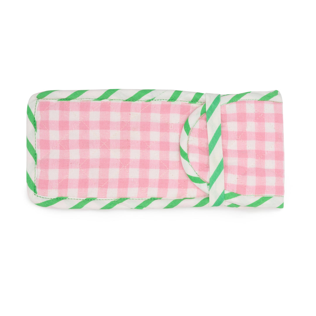 Quilted Gingham Glasses Case | Rose