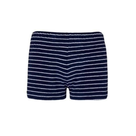 Women's Striped Towelling Hipster Shorts | Navy & White