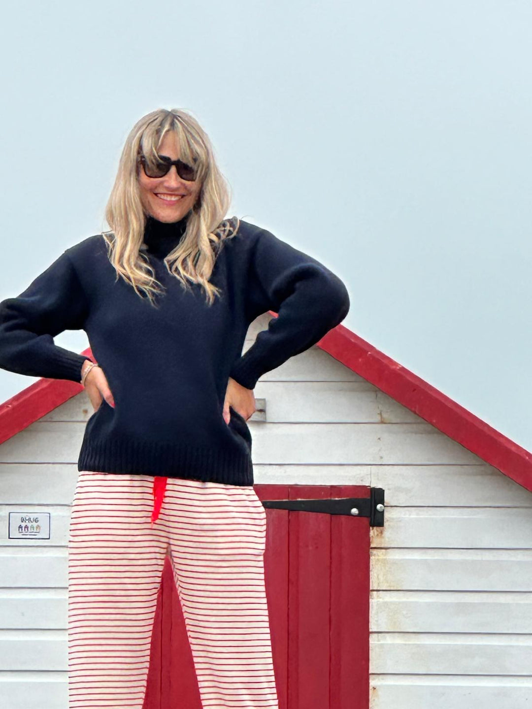 Womens Striped Towelling Wide Leg Jogging Bottoms | Strawberries & Cream