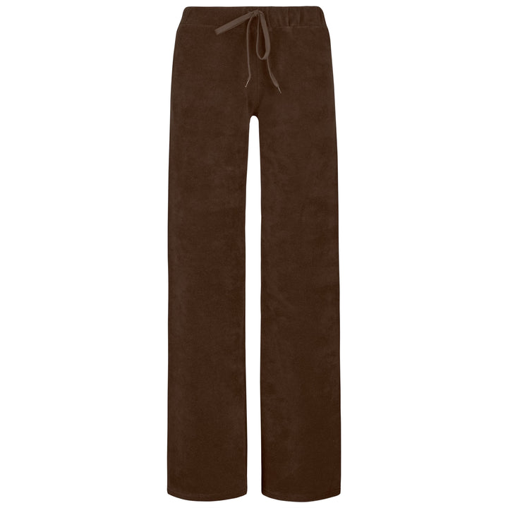 Stretch Velvet Wide Leg Jogging Bottoms | Chocolate Brown