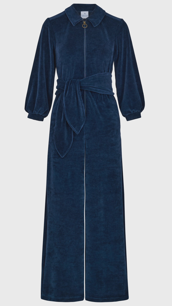 "Mitty" Wide Leg Jumpsuit - Stretch Cotton Velvet PRE-ORDER