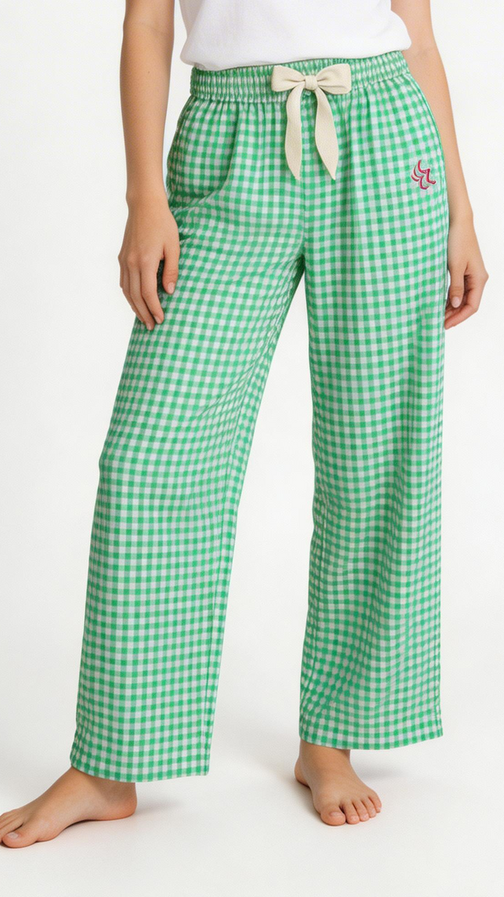Slouchy Bottoms | Green Gingham