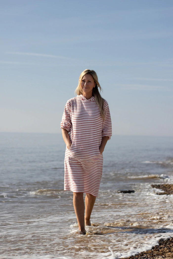 Towelling long hooded beach & swimsuit cover up for women and teenagers