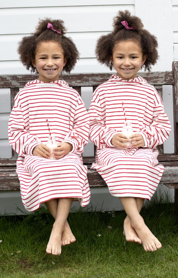 Children's hooded towelling robe for the beach, bath & swimming