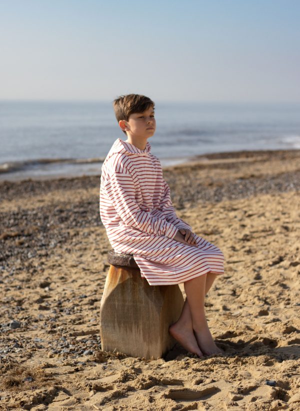 Children's hooded towelling robe for the beach, bath & swimming