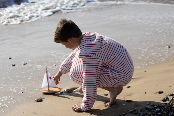 Children's hooded towelling robe for the beach, bath & swimming